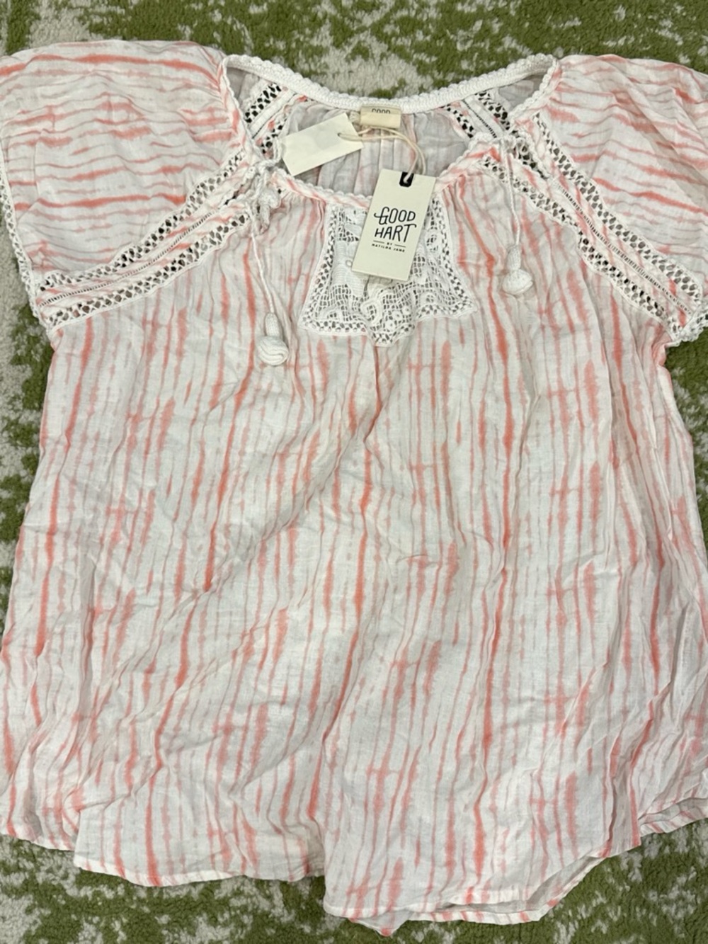Matilda Jane White and Coral Stripe Peasant Tunic